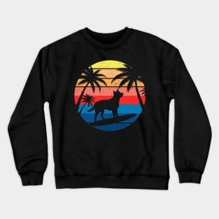 dog surf gifts cute dog surfing summer Crewneck Sweatshirt